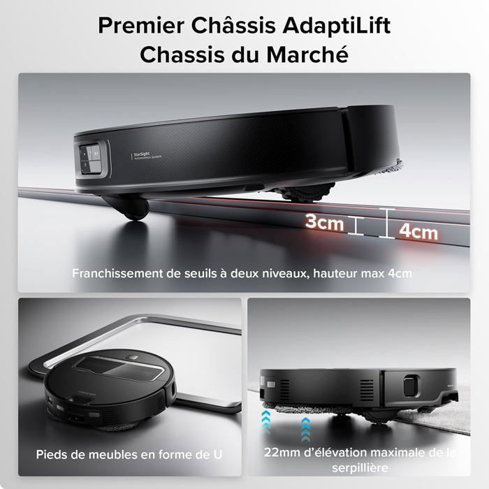 Roborock Saros Z70 Aspirateur Robot 22 000Pa, Bras Mécanique OmniGrip, Châssis AdaptiLift, 7,98cm Ultra-mince Noir – Image 6