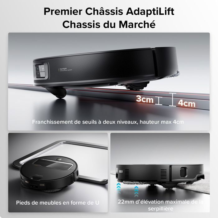 Roborock Saros Z70 Aspirateur Robot 22 000Pa, Bras Mécanique OmniGrip, Châssis AdaptiLift, 7,98cm Ultra-mince Blanc – Image 6