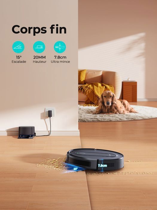 Aspirateur Robot Laveur-Airzeen-3000 Pa-3 EN 1-Chargement automatique-Nettoyage Programmé-App/Alexa Contrôle-Idéal pour Les Poils – Image 4