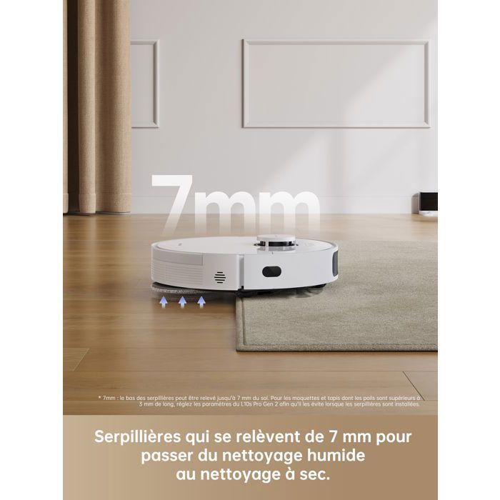 Dreame L10s Pro Gen 2 Robot Aspirateur Laveur 7 000 Pa, Levage Automatique des Serpillires, Sol Dur et Tapis, Poils d'animaux – Image 3