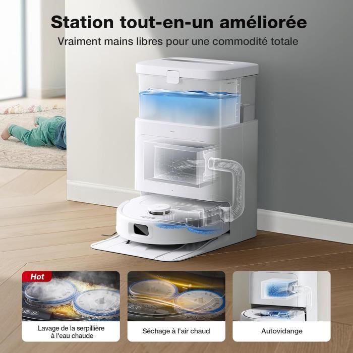 Robot Aspirateur Laveur avec Station de Vidage Automatique- ECOVACS N30 Pro OMNI - Puissance 10000Pa - Nettoyage à l'eau Chaude – Image 4