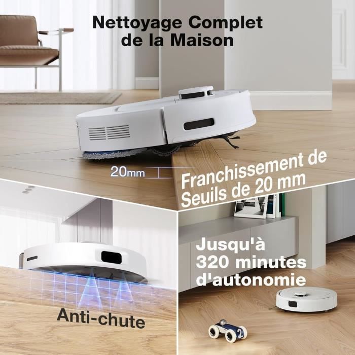 Robot Aspirateur Laveur avec Station de Vidage Automatique- ECOVACS N30 Pro OMNI - Puissance 10000Pa - Nettoyage à l'eau Chaude – Image 6