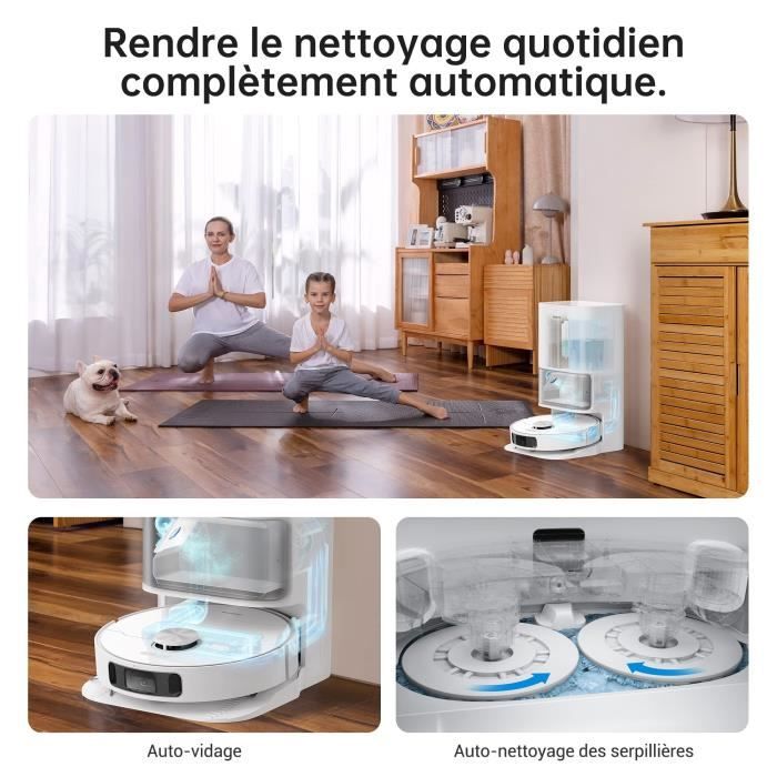 Aspirateur robot laveur Dreame L10s Ultra avec Base Auto nettoyante,AI Dtection d'obstacles 3D,5300Pa Blanc – Image 3