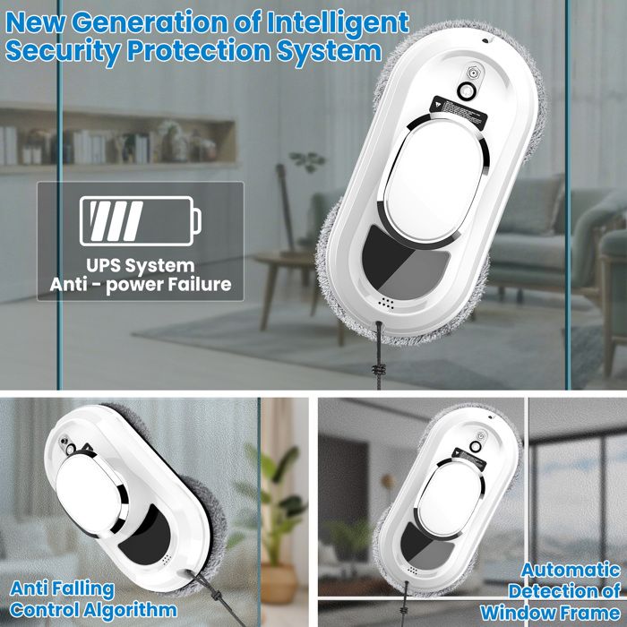 Robot lave-vitres, 5600Pa, pulvérisation d'eau automatique, convient à toutes les surfaces lisses, avec 10 chiffons de nettoyage – Image 4