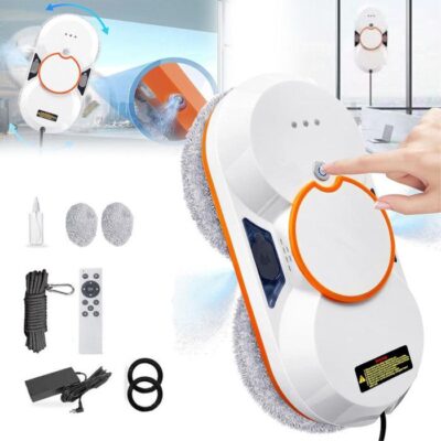 Robot Laveur De Vitres Électrique Automatique 3800Pa Avec Télécommande, Corde De Sécurité Et Réservoir D’eau 60ml Nettoyeur De