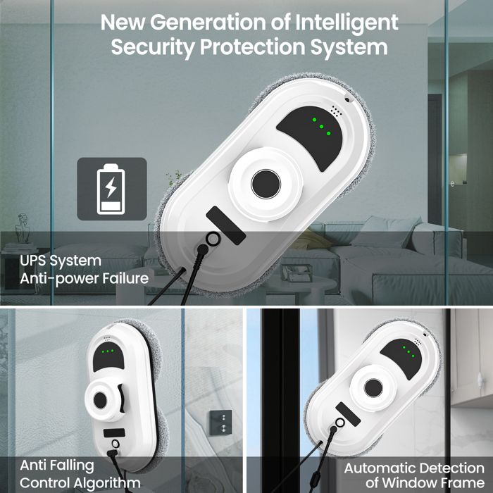Robot nettoyeur de vitres 5600pa, aspirateur intelligent domestique, télécommande, anti-chute, lave-vitre électrique, nettoyeur – Image 5