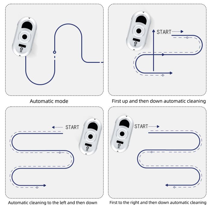 Robot nettoyeur de vitres, aspiration 5600PA, fonction pulvérisation d'eau, 3 modes, livré avec 10 chiffons de nettoyage, – Image 2