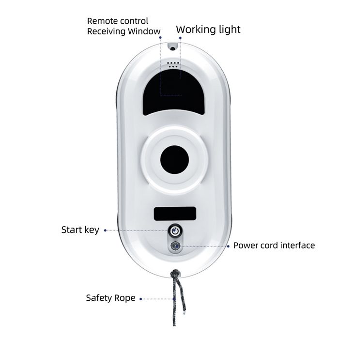 Robot nettoyeur de vitres, aspiration 5600PA, fonction pulvérisation d'eau, 3 modes, livré avec 10 chiffons de nettoyage, – Image 4