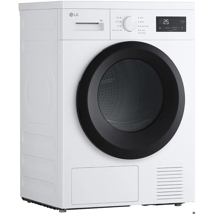 Sèche-linge frontal - LG - RH8N15WH - Pompe à chaleur - 8 kg - Classe D