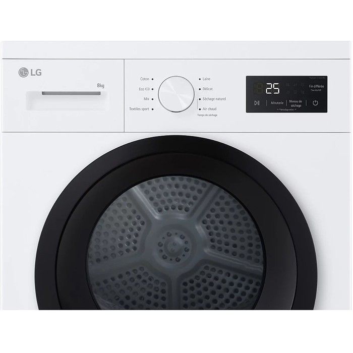 Sèche-linge frontal - LG - RH8N15WH - Pompe à chaleur - 8 kg - Classe D – Image 4