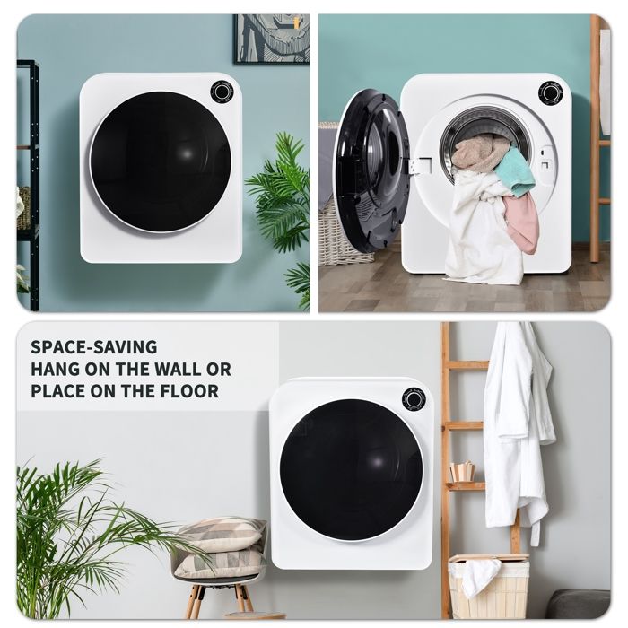 Sèche-linge Mural 3 kg en acier inoxydable LEXLIFE - 5 programmes - Blanc – Image 6