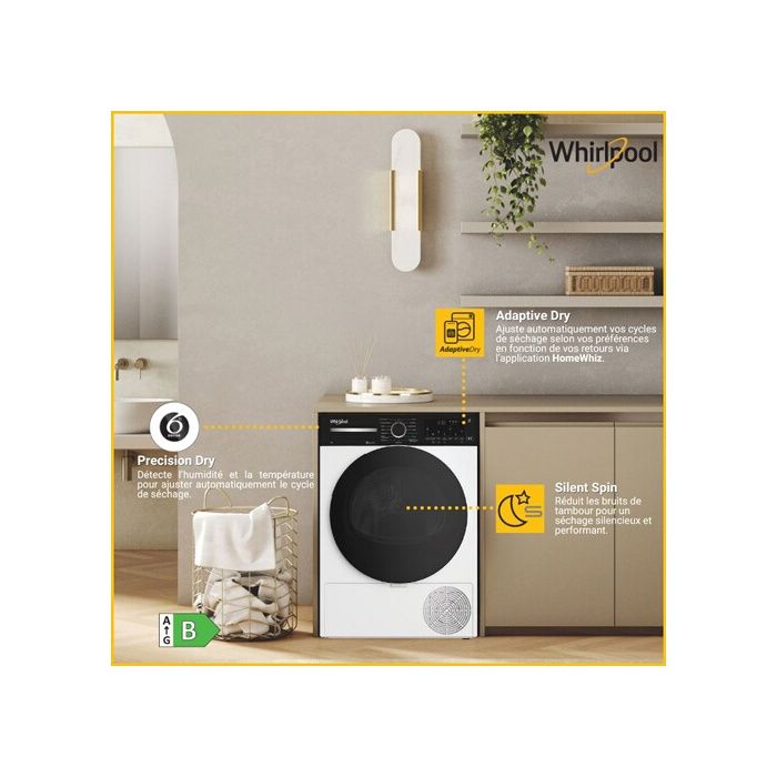 Sèche-linge pompe à chaleur Whirlpool C WD 95M WBR FR Blanc – Image 6