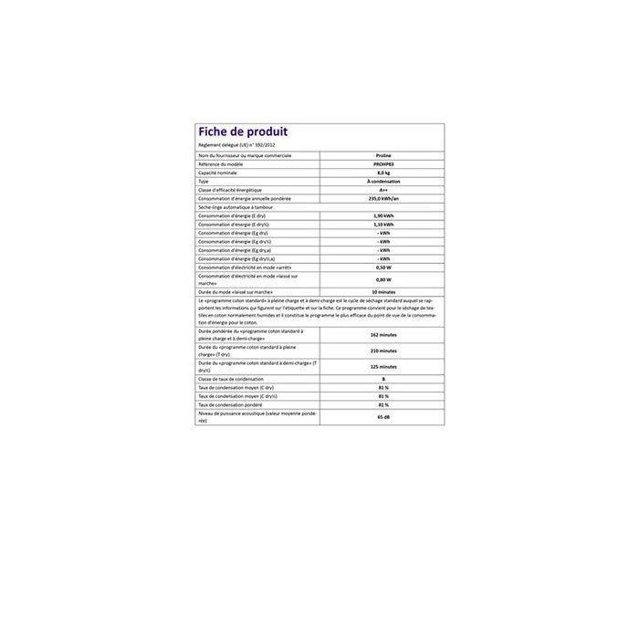 Sèche-linge pompe à chaleur Proline PROHP83 – Image 5