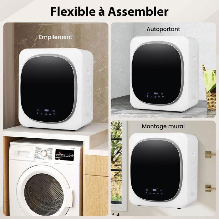 Sèche-linge à Evacuation 800W 4KG COSTWAY-5 Programmes-Séchage Intelligent-Tambour en Acier Inox-Filtration Multiple-Appartement – Image 4