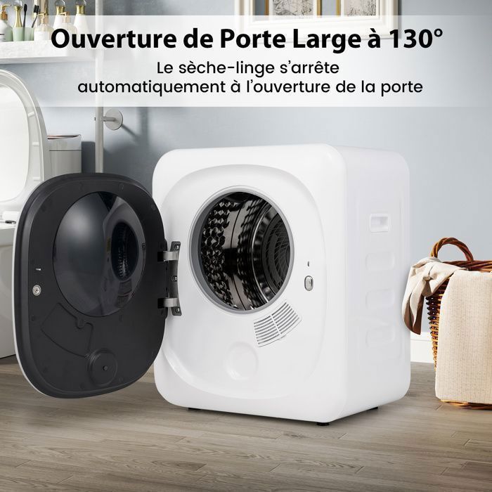 Sèche-linge à Evacuation 800W 4KG COSTWAY-5 Programmes-Séchage Intelligent-Tambour en Acier Inox-Filtration Multiple-Appartement – Image 5