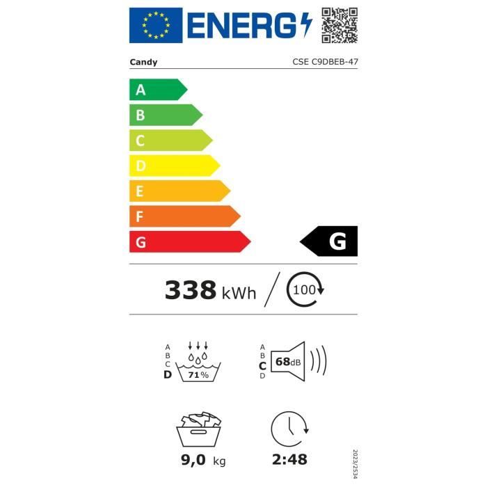 Sèche-linge à condensation CANDY CSE C9DBEB-47 Smart - 9 kg - Connecté - Noir – Image 4