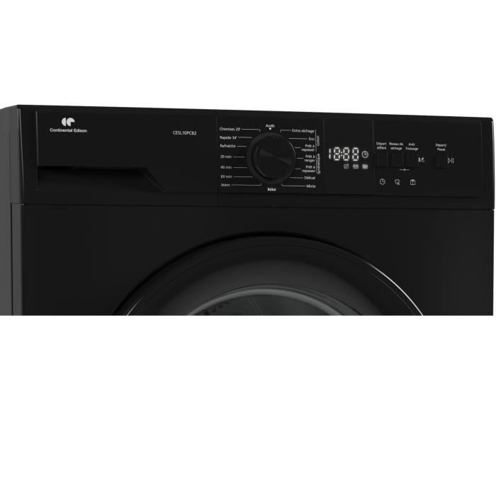 Sèche-linge pompe à chaleur CONTINENTAL EDISON CESL10PCB2 - 10 kg - 60 cm - Classe E - Noir – Image 2