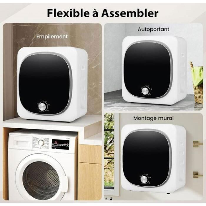 Sèche-Linge - RELAX4LIFE - 800W - Capacité 4KG - 5 Modes de Fonctionnement - Minuterie 0-180min - Tambour en Acier Inoxydable – Image 3