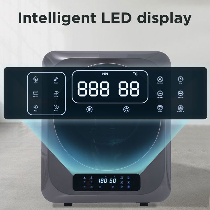 Sécheur d'échappement Portable avec Ecran LCD, Sèche-linge Tambour en Acier Inoxydable, Capacité jusqu'à 4kg, Noir – Image 4