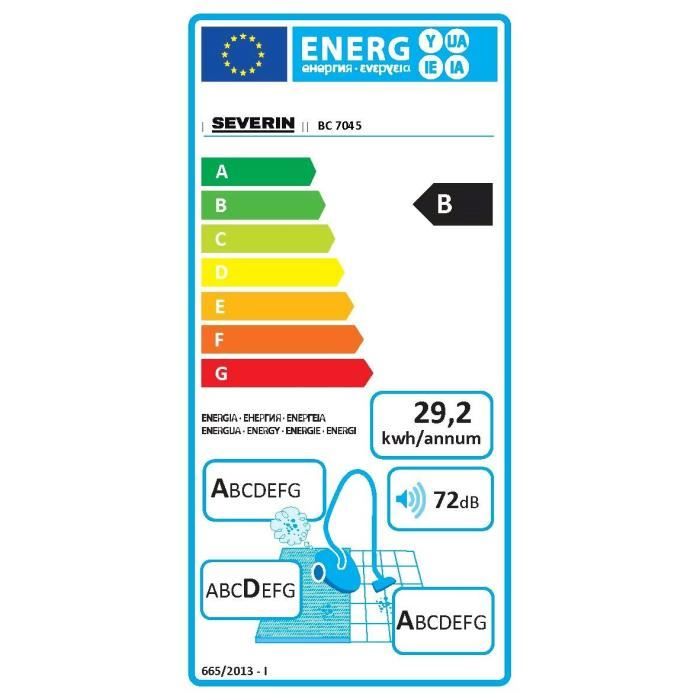 SEVERIN BC7045 Aspirateur traîneau avec sac - 750W - 72 dB - B - Gris – Image 3