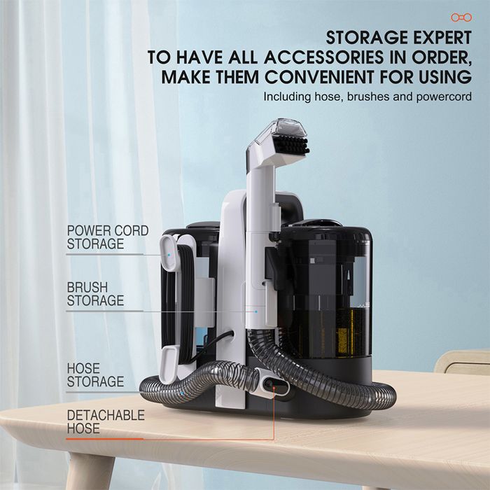 Shampouineuse multifonction 600W – Nettoyeur tapis, canapé, voiture, matelas – Double réservoir 1.5L/0.7L, aspiration 15kPa – Image 2