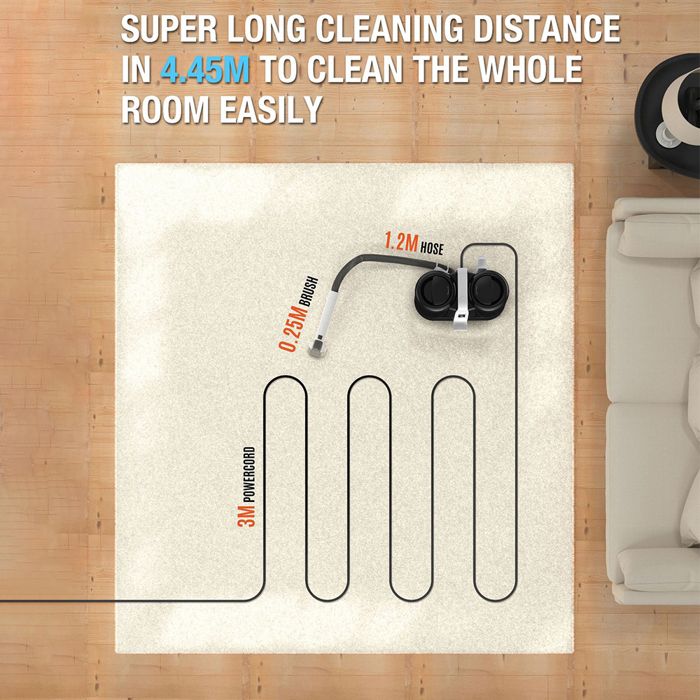 Shampouineuse multifonction 600W – Nettoyeur tapis, canapé, voiture, matelas – Double réservoir 1.5L/0.7L, aspiration 15kPa – Image 4