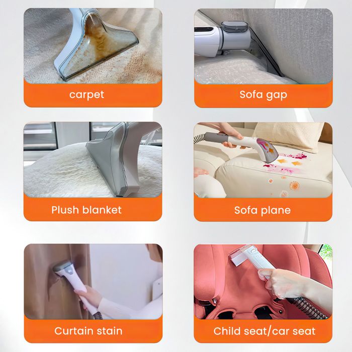 Shampouineuse, Nettoyeur canap tissu pour nettoyer canap, tapis et matelas, 9000 Pa, 82 dB, Tuyau 1.2M, Rservoir 0.8L0.5L, 400w – Image 6