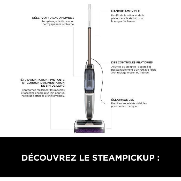 Shark SteamPickUp SD200EU - Balai Vapeur 3-en-1 pour sols durs - Sépare débris humides et secs – Image 3