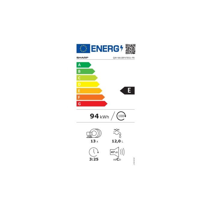 Sharp Lave-vaisselle 60cm 13 couverts 47db - QWNA1BF47ES1 – Image 2