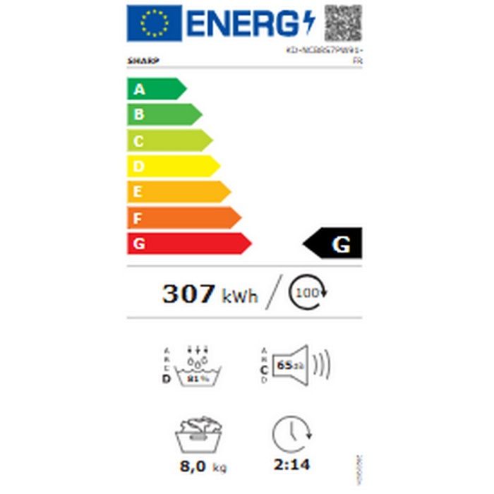 Sharp Sèche-linge à condensation 60cm 8kg 65db - KDNCB8S7PW91 – Image 3