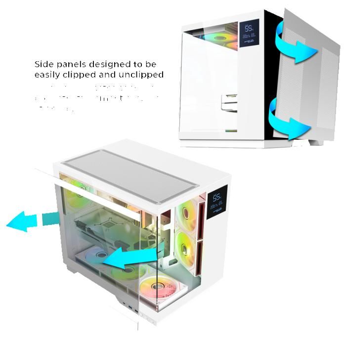 Boîtier PC Gamer - SPIRIT OF GAMER - VIPER CRX ARTIC - Écran LCD Multifonction - Verre Trempé - Compatible ATX – Image 4