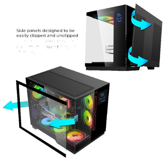 Boîtier PC Gamer - SPIRIT OF GAMER - VIPER CRX DARK - Écran LCD - Refroidissement ARGB - Design en verre trempé – Image 4