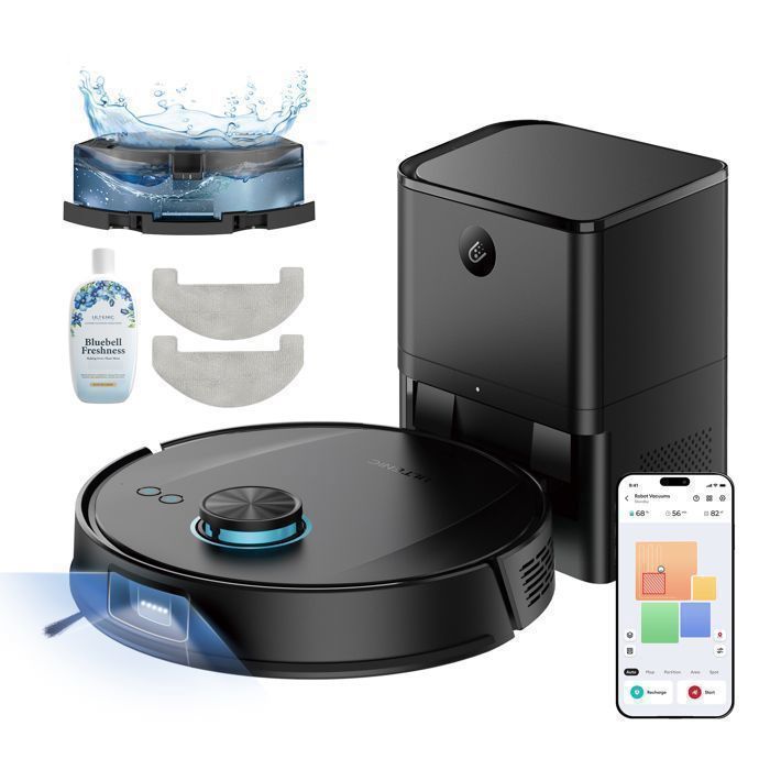 T20 Pro-Aspirateur Robot -Ultenic- Robot Aspirateur Laveur - Station Auto-Vidage - 200min - 8000Pa - Navigation LDS - Noir