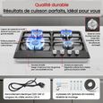 Plaque de cuisson gaz - 8060W - Plaque Gaz 4 Feuxs Encastrable - Verre noir - Gaz Naturel/Propane - Table Gaz L60 cm – Image 5