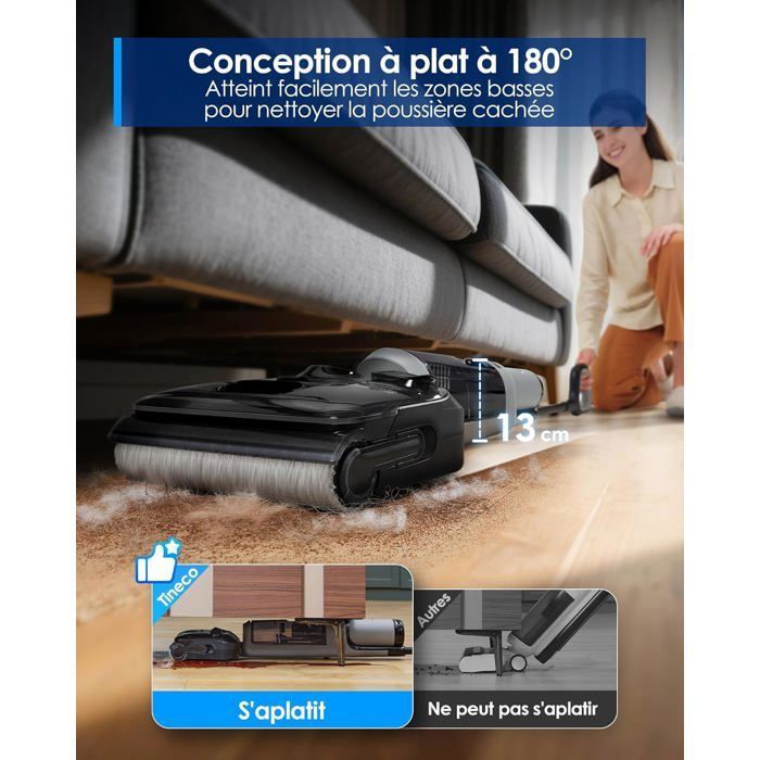 Aspirateur Balai Laveur - Tineco - Floor One i5 stretch Complete- 30 Min d'autonomie - Plat à 180° - Aspiration Puissante 20 kPa – Image 3