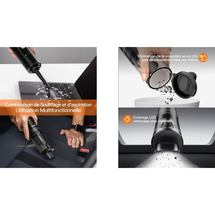 Aspirateur à main - TOMONS - 14000PA - Filtre HEPA - Sans sac - Rechargeable – Image 3