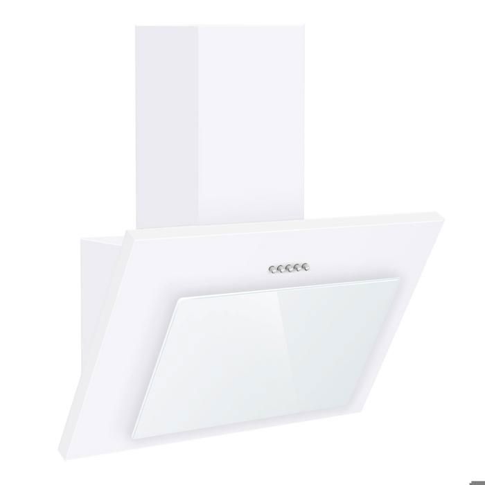Hotte Aspirantes 60cm,Hotte Cuisine inclinée 350m³/h,Evacuation ou Recyclage,3 Vitesses, LED Lampe, 56 dB, Blanc