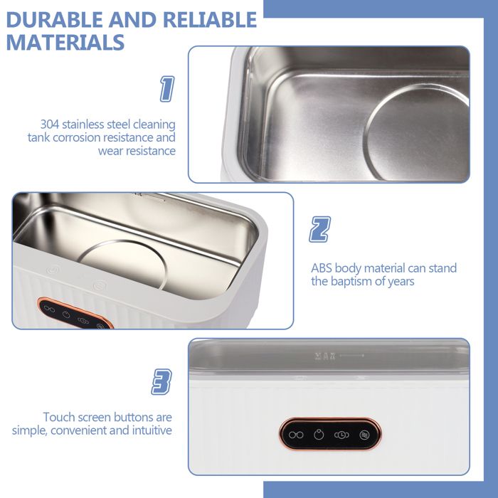 TTLIFE Nettoyeur à Ultrasons, 400ml Ultrasons Appareil de Nettoyage pour Bijoux Lunettes, 45000Hz Machine de Nettoyage, 4 modes – Image 2