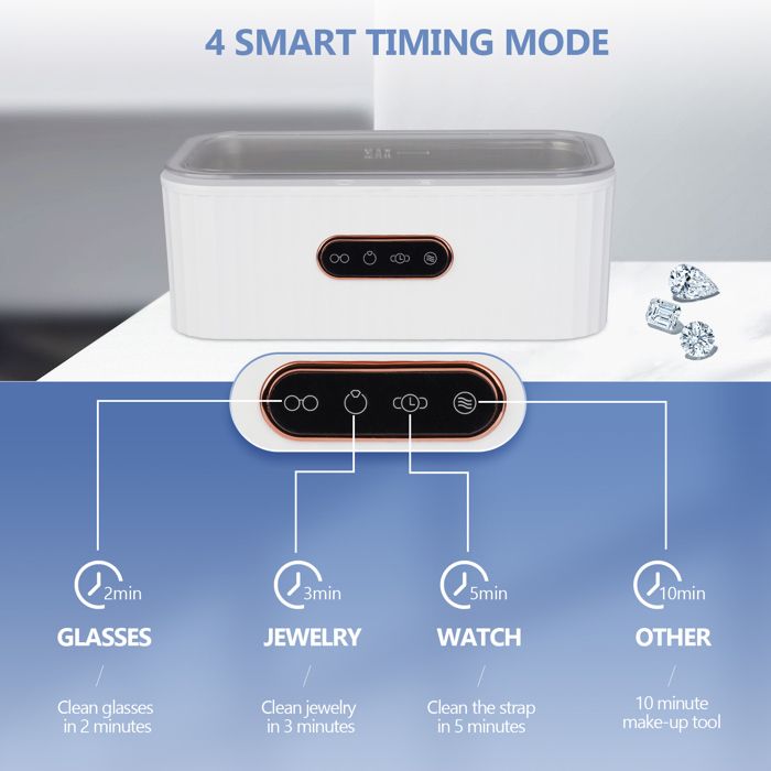 TTLIFE Nettoyeur à Ultrasons, 400ml Ultrasons Appareil de Nettoyage pour Bijoux Lunettes, 45000Hz Machine de Nettoyage, 4 modes – Image 5