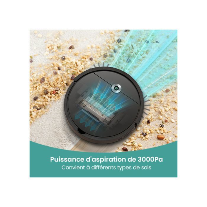 Vactidy Cleanova W6- 3000 Pa Aspirateur Robot - 140min d'Autonomie - Connecté Alexa/APP/IFTTT - Ultra Mince Silencieux – Image 2