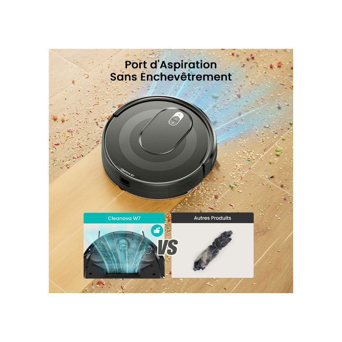 Vactidy Cleanova W7- 4000 Pa Aspirateur Robot Laveur 3 en 1- 120min d'Autonomie - Connecté Alexa/APP/IFTTT - Ultra Silencieux 55 dB – Image 5