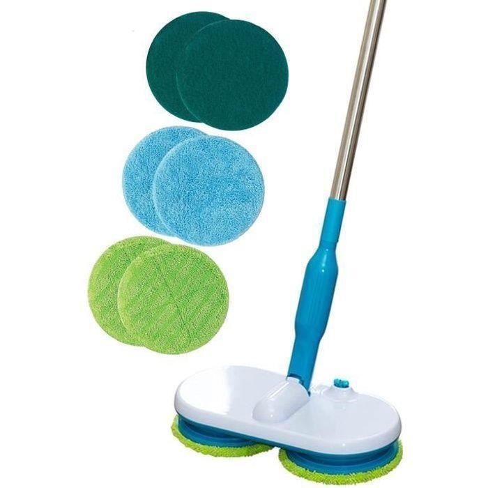 Vadrouille électrique sans fil - PRUMYA - 2 Têtes Rotatives - Rechargeable - 90 min d'autonomie - Microfibre BALAI ELECTRIQUE