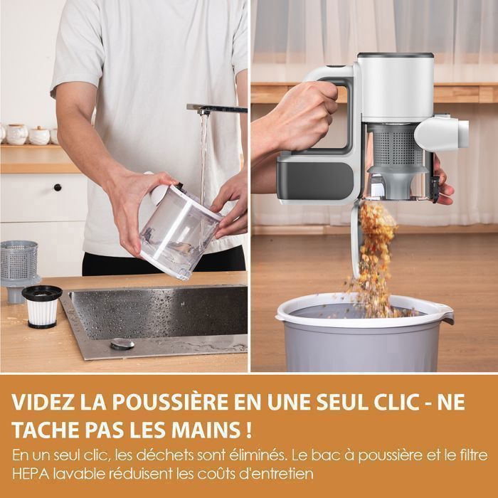 VersLife S6PRO Aspirateur Balai sans Fil,Puissant 30Kpa avec 30 Min d'Autonomie, 4 en 1 pour Les Poils d’Animaux, Tapis, Sols – Image 5