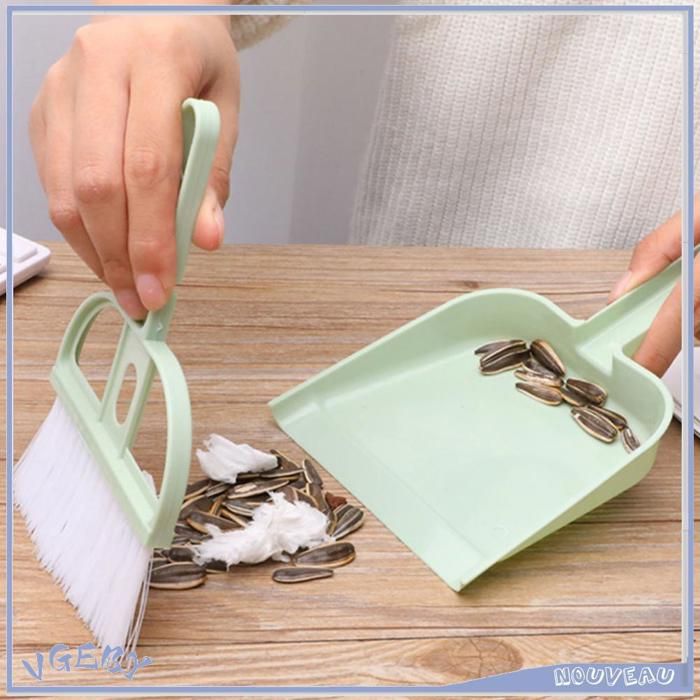 VGEBY Ensemble petit balai et pelle à poussière (Vert)2PCS Set Petit Balai Et Une Pelle electromenager electrique Vert nordique – Image 3