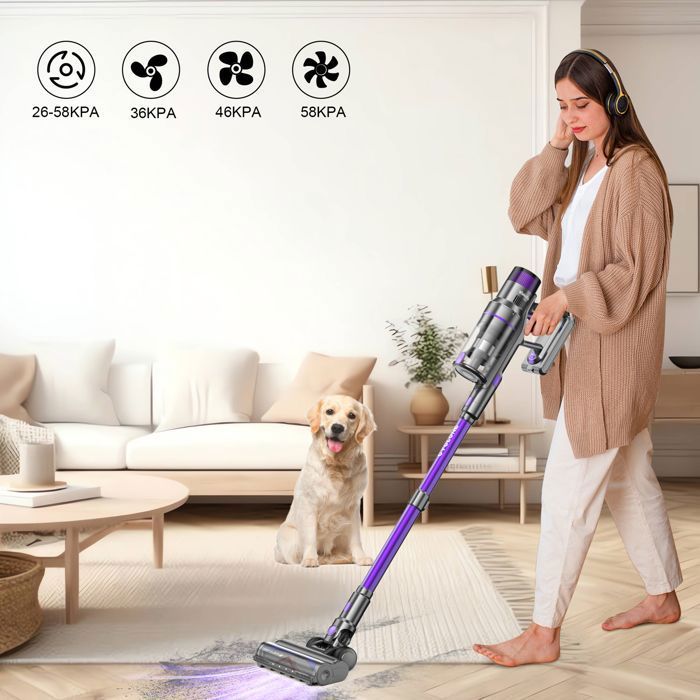 Vistefly V15s Max Aspirateur Balai sans Fil 580W, 58Kpa Aspirateur sans Fil Puissant , Écran Tactile LED Autonomie 70min - Sans Sac – Image 2