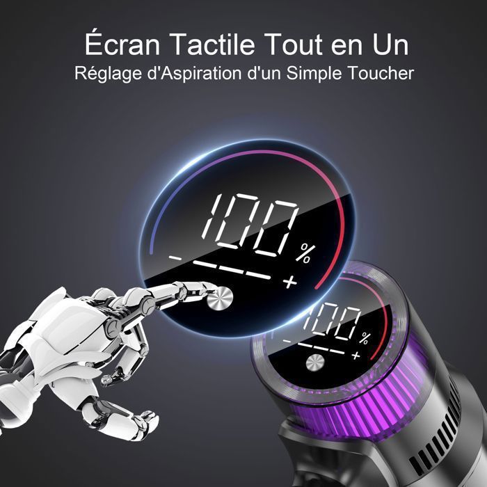 Vistefly V15s Max Aspirateur Balai sans Fil 580W, 58Kpa Aspirateur sans Fil Puissant , Écran Tactile LED Autonomie 70min - Sans Sac – Image 5