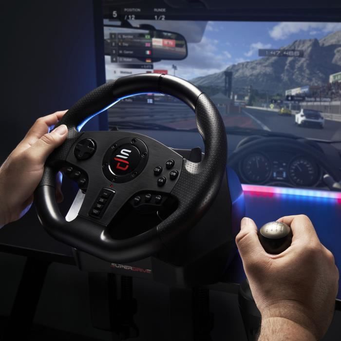 Volant de course - SUPERDRIVE - GS850-X - Levier de vitesse manuel - 3 pédales - Palettes - PS4 / Xbox – Image 9
