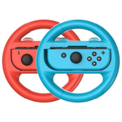 Volant Switch, GH Racing Wheel Accessoires Compatible avec Nintendo Switch/Switch OLED Joy Con Controller (Rouge et Bleu)