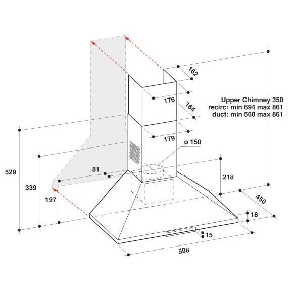 Hotte Whirlpool AKR 685-1 IX - Conduit / Recirculation - 386 m³/h - E, C, D - 69 dB – Image 2