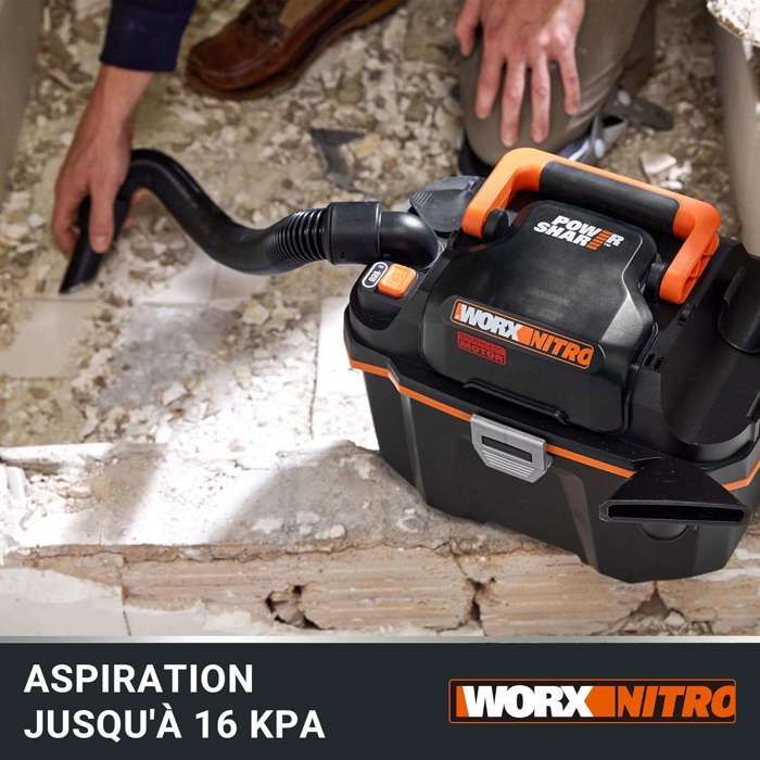 Aspirateur sans fil - WORX - WX031.9 - Moteur brushless - 16 kPa - Réservoir 8L – Image 5